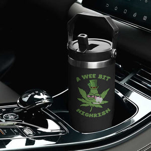 Funny St Patrick's Day Cannabis Weed Flip Straw Tumbler A Wee Bit Highrish Shamrock TS11 Print Your Wear