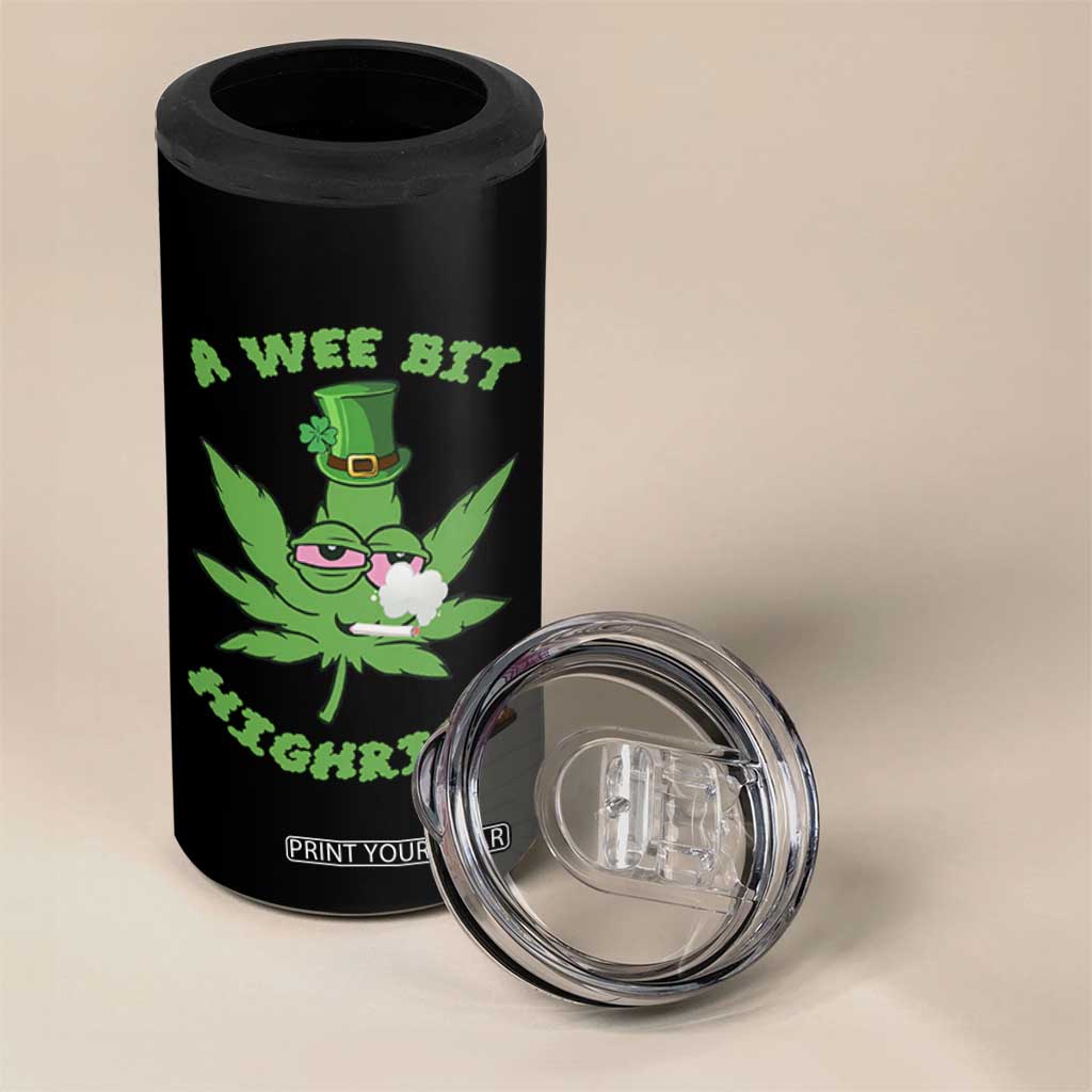 Funny St Patrick's Day Cannabis Weed 4 in 1 Can Cooler Tumbler A Wee Bit Highrish Shamrock TS11 Print Your Wear