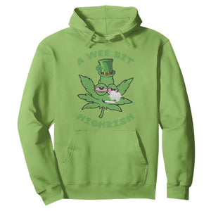 Funny St Patrick's Day Cannabis Weed Hoodie A Wee Bit Highrish Shamrock TS11 Lime Print Your Wear
