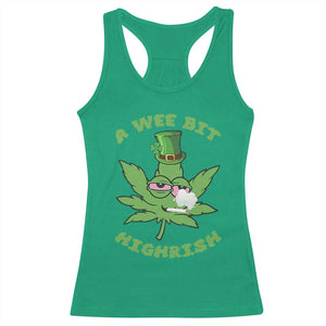 Funny St Patrick's Day Cannabis Weed Racerback Tank Top A Wee Bit Highrish Shamrock TS11 Irish Green Print Your Wear
