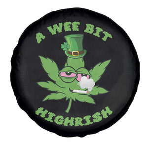 Funny St Patrick's Day Cannabis Weed Spare Tire Cover A Wee Bit Highrish Shamrock TS11 Print Your Wear