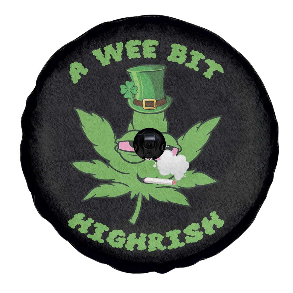 Funny St Patrick's Day Cannabis Weed Spare Tire Cover A Wee Bit Highrish Shamrock TS11 Print Your Wear