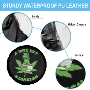 Funny St Patrick's Day Cannabis Weed Spare Tire Cover A Wee Bit Highrish Shamrock TS11 Print Your Wear
