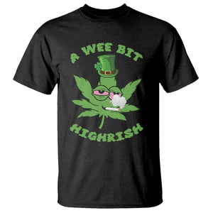 Funny St Patrick's Day Cannabis Weed T Shirt A Wee Bit Highrish Shamrock TS11 Black Print Your Wear