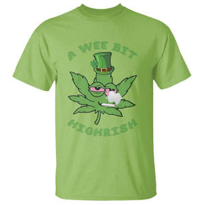 Funny St Patrick's Day Cannabis Weed T Shirt A Wee Bit Highrish Shamrock TS11 Lime Print Your Wear