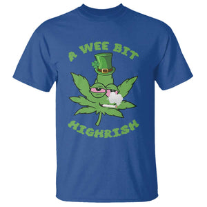 Funny St Patrick's Day Cannabis Weed T Shirt A Wee Bit Highrish Shamrock TS11 Royal Blue Print Your Wear