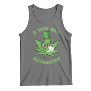 Funny St Patrick's Day Cannabis Weed Tank Top A Wee Bit Highrish Shamrock TS11 Black Heather Print Your Wear