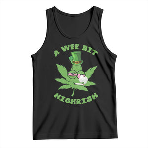 Funny St Patrick's Day Cannabis Weed Tank Top A Wee Bit Highrish Shamrock TS11 Black Print Your Wear