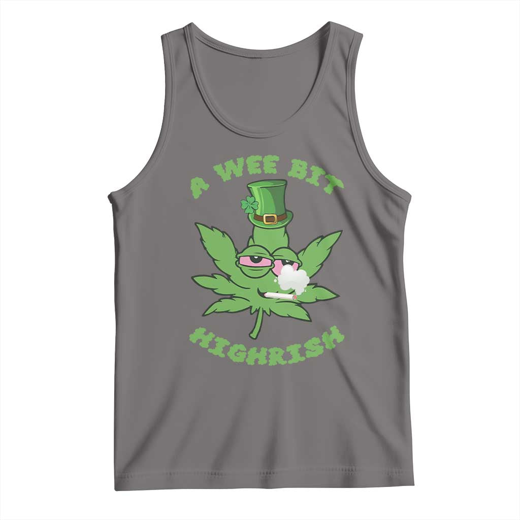 Funny St Patrick's Day Cannabis Weed Tank Top A Wee Bit Highrish Shamrock TS11 Deep Heather Print Your Wear