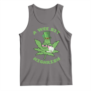 Funny St Patrick's Day Cannabis Weed Tank Top A Wee Bit Highrish Shamrock TS11 Deep Heather Print Your Wear