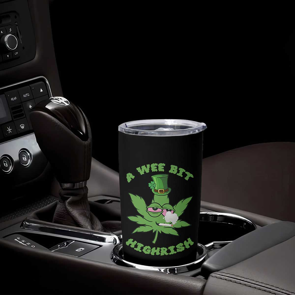 Funny St Patrick's Day Cannabis Weed Tumbler Cup A Wee Bit Highrish Shamrock TS11 Print Your Wear