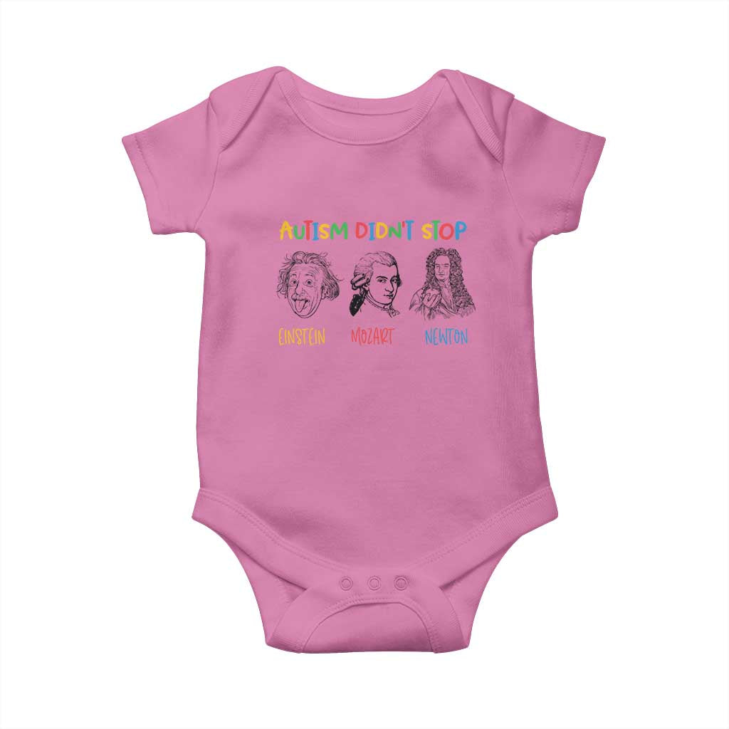 Autism Didn't Stop Einstein Mozart Newton Baby Onesie Autism Awareness TS11 Azalea Print Your Wear