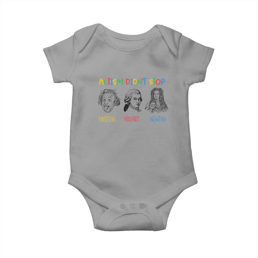Autism Didn't Stop Einstein Mozart Newton Baby Onesie Autism Awareness TS11 Sport Gray Print Your Wear