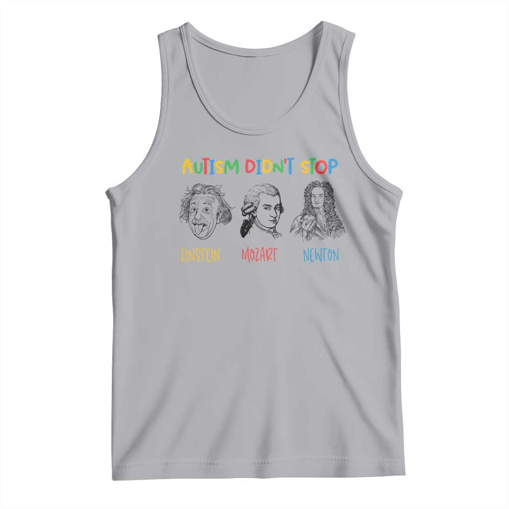 Autism Didn't Stop Einstein Mozart Newton Tank Top Autism Awareness TS11 Athletic Heather Print Your Wear