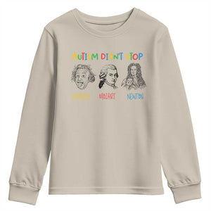 Autism Didn't Stop Einstein Mozart Newton Youth Sweatshirt Autism Awareness TS11 Sand Print Your Wear