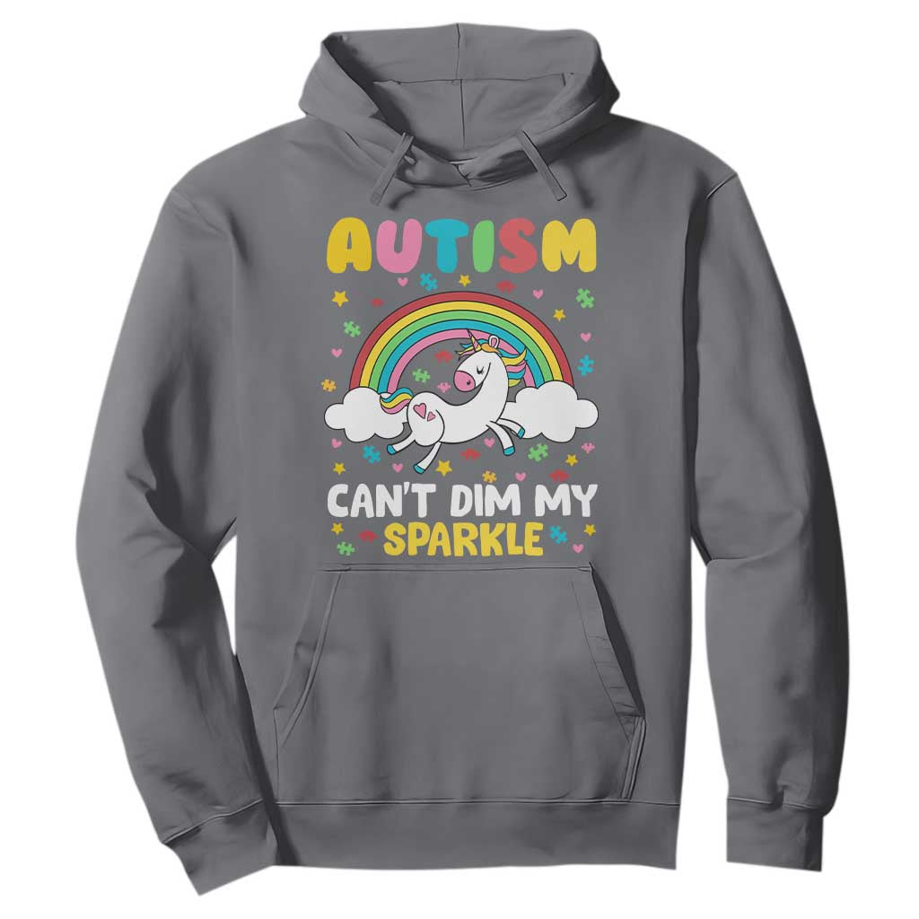 Funny Autism Can't Dim My Sparkle Hoodie Autism Awareness Unicorn Rainbow TS11 Charcoal Print Your Wear