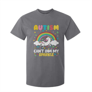 Funny Autism Can't Dim My Sparkle T Shirt For Kid Autism Awareness Unicorn Rainbow TS11 Charcoal Print Your Wear