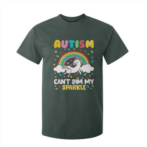 Funny Autism Can't Dim My Sparkle T Shirt For Kid Autism Awareness Unicorn Rainbow TS11 Dark Forest Green Print Your Wear