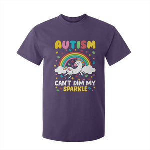 Funny Autism Can't Dim My Sparkle T Shirt For Kid Autism Awareness Unicorn Rainbow TS11 Purple Print Your Wear