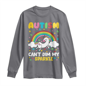 Funny Autism Can't Dim My Sparkle Long Sleeve Shirt Autism Awareness Unicorn Rainbow TS11 Charcoal Print Your Wear