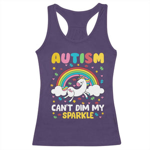 Funny Autism Can't Dim My Sparkle Racerback Tank Top Autism Awareness Unicorn Rainbow TS11 Purple Print Your Wear