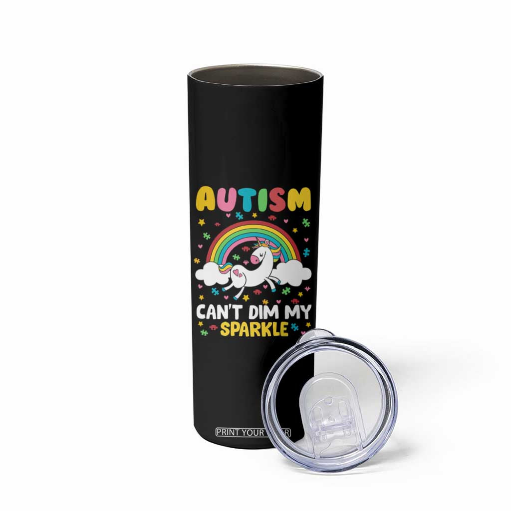 Funny Autism Can't Dim My Sparkle Skinny Tumbler Autism Awareness Unicorn Rainbow TS11 Print Your Wear