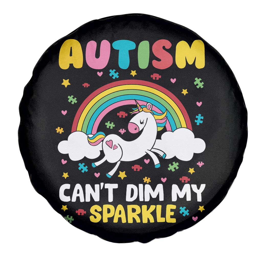 Funny Autism Can't Dim My Sparkle Spare Tire Cover Autism Awareness Unicorn Rainbow TS11 Print Your Wear