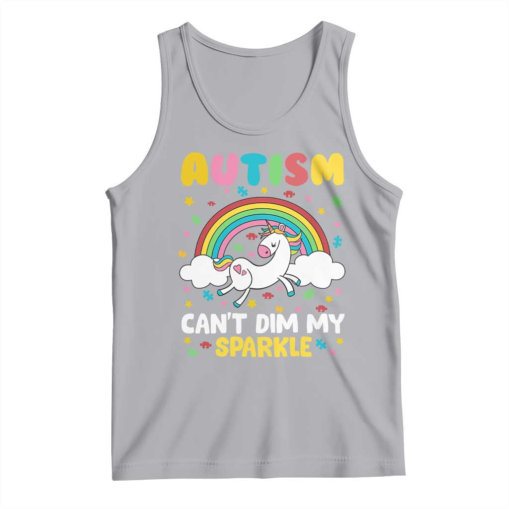 Funny Autism Can't Dim My Sparkle Tank Top Autism Awareness Unicorn Rainbow TS11 Athletic Heather Print Your Wear