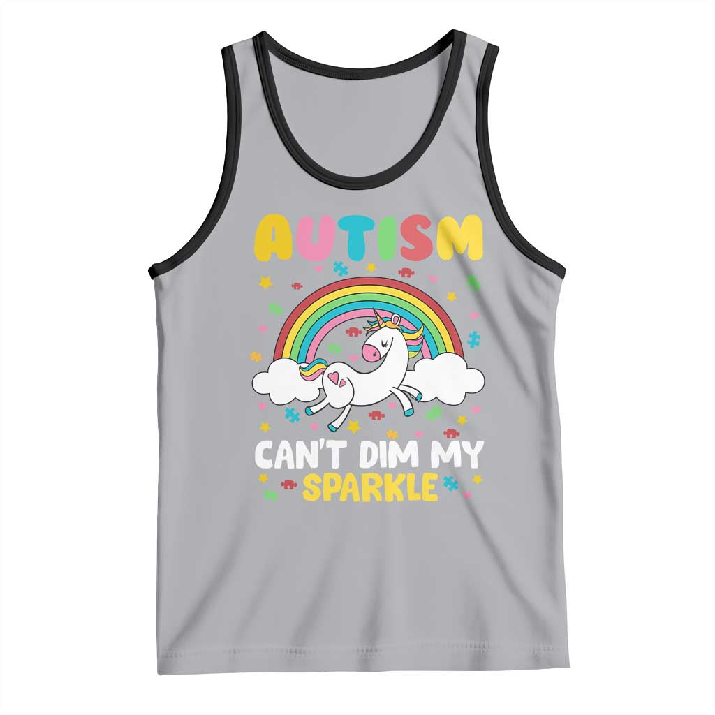 Funny Autism Can't Dim My Sparkle Tank Top Autism Awareness Unicorn Rainbow TS11 Athletic Heather Black Print Your Wear