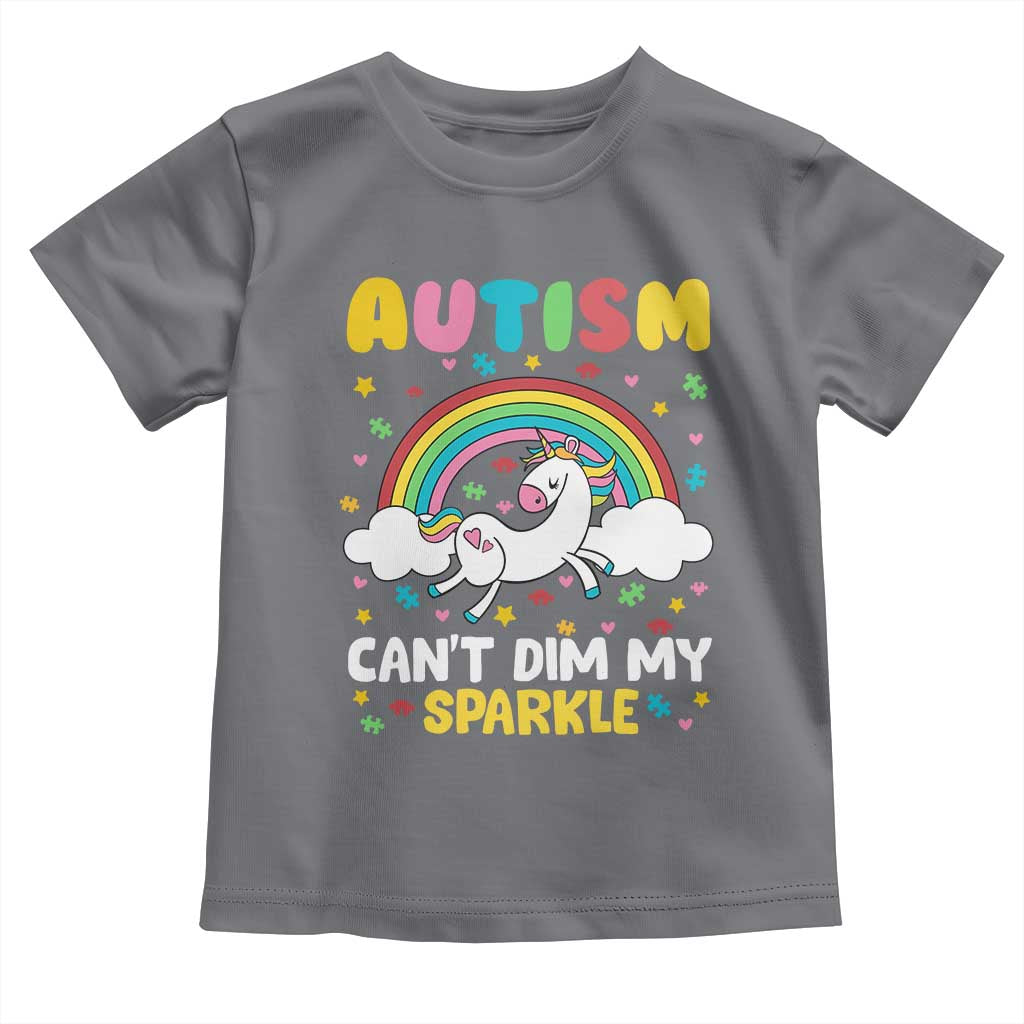 Funny Autism Can't Dim My Sparkle Toddler T Shirt Autism Awareness Unicorn Rainbow TS11 Charcoal Print Your Wear
