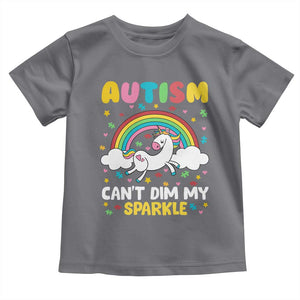 Funny Autism Can't Dim My Sparkle Toddler T Shirt Autism Awareness Unicorn Rainbow TS11 Charcoal Print Your Wear
