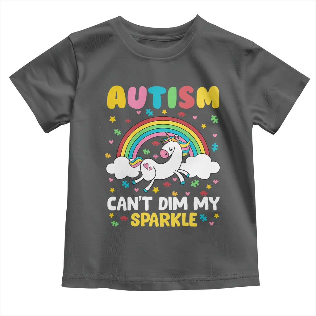 Funny Autism Can't Dim My Sparkle Toddler T Shirt Autism Awareness Unicorn Rainbow TS11 Dark Heather Print Your Wear