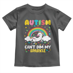 Funny Autism Can't Dim My Sparkle Toddler T Shirt Autism Awareness Unicorn Rainbow TS11 Dark Heather Print Your Wear