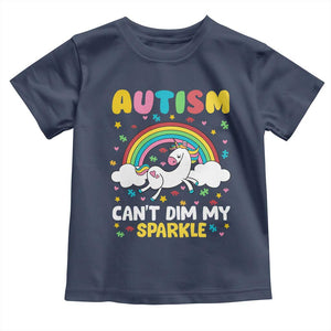Funny Autism Can't Dim My Sparkle Toddler T Shirt Autism Awareness Unicorn Rainbow TS11 Navy Print Your Wear
