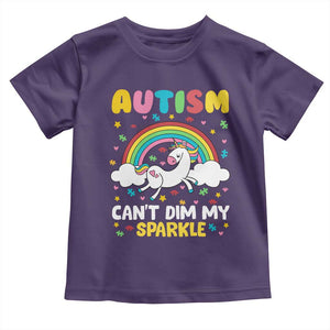 Funny Autism Can't Dim My Sparkle Toddler T Shirt Autism Awareness Unicorn Rainbow TS11 Purple Print Your Wear
