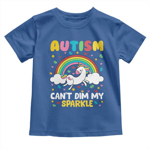 Funny Autism Can't Dim My Sparkle Toddler T Shirt Autism Awareness Unicorn Rainbow TS11 Royal Blue Print Your Wear