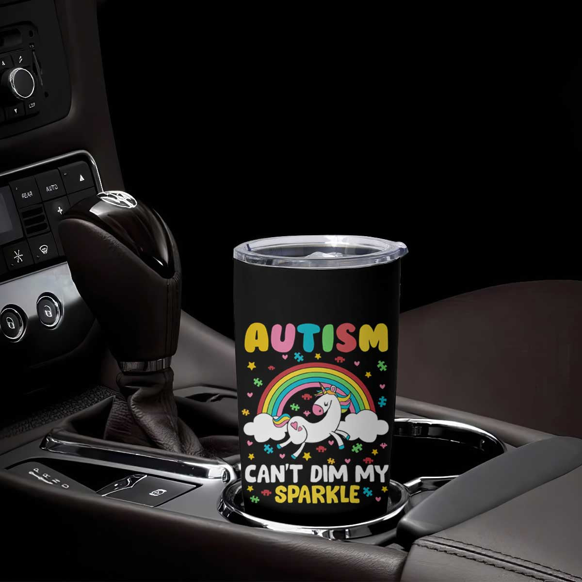 Funny Autism Can't Dim My Sparkle Tumbler Cup Autism Awareness Unicorn Rainbow TS11 Print Your Wear