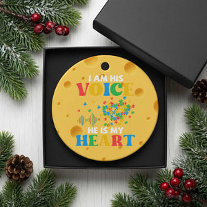 I Am His Voice He Is My Heart Ceramic Ornament Autism Awareness Puzzle Piece TS11 1pc Yellow Cheese Print Your Wear
