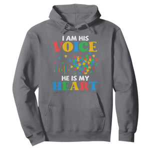 I Am His Voice He Is My Heart Hoodie Autism Awareness Puzzle Piece TS11 Charcoal Print Your Wear