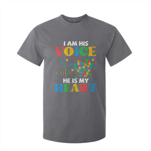 I Am His Voice He Is My Heart T Shirt For Kid Autism Awareness Puzzle Piece TS11 Charcoal Print Your Wear