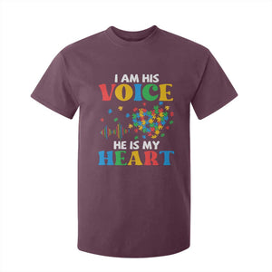 I Am His Voice He Is My Heart T Shirt For Kid Autism Awareness Puzzle Piece TS11 Maroon Print Your Wear