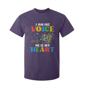 I Am His Voice He Is My Heart T Shirt For Kid Autism Awareness Puzzle Piece TS11 Purple Print Your Wear