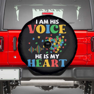 I Am His Voice He Is My Heart Spare Tire Cover Autism Awareness Puzzle Piece TS11 Black Print Your Wear