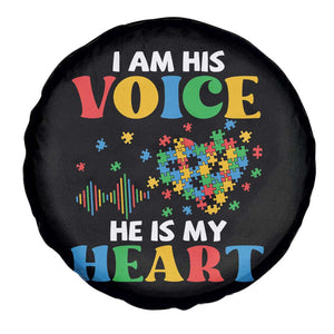 I Am His Voice He Is My Heart Spare Tire Cover Autism Awareness Puzzle Piece TS11 Print Your Wear