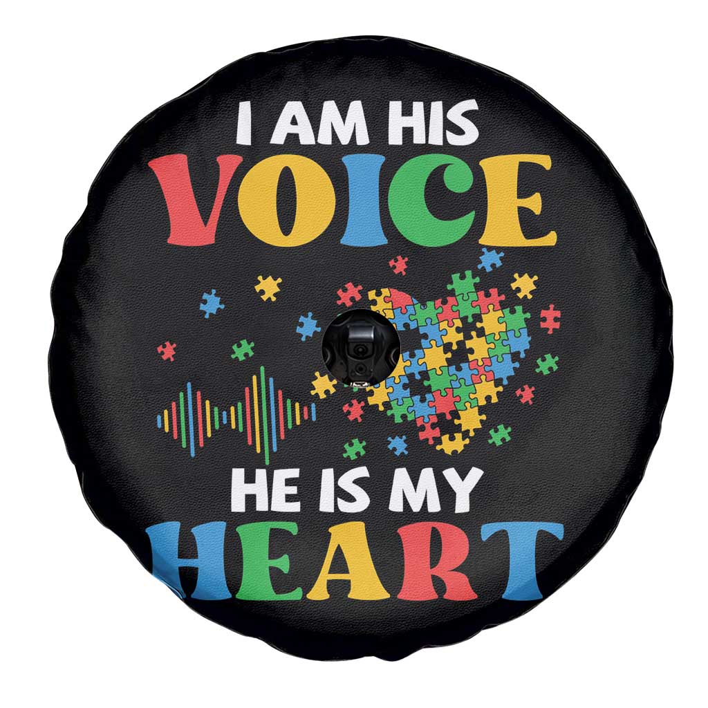 I Am His Voice He Is My Heart Spare Tire Cover Autism Awareness Puzzle Piece TS11 Print Your Wear
