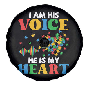 I Am His Voice He Is My Heart Spare Tire Cover Autism Awareness Puzzle Piece TS11 Print Your Wear