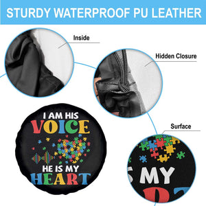 I Am His Voice He Is My Heart Spare Tire Cover Autism Awareness Puzzle Piece TS11 Print Your Wear