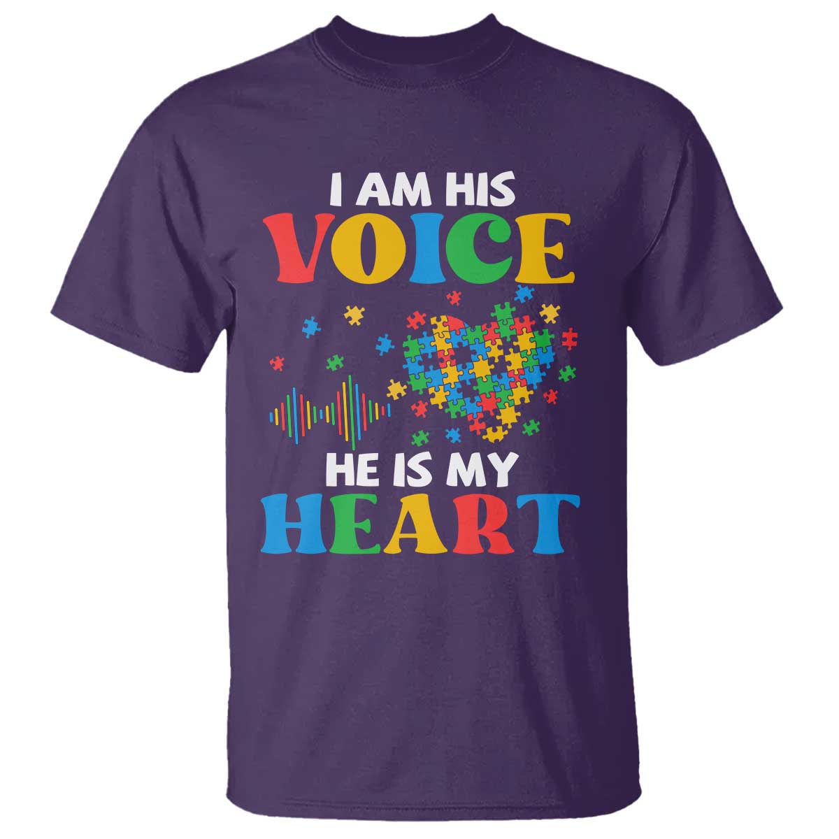 I Am His Voice He Is My Heart T Shirt Autism Awareness Puzzle Piece TS11 Purple Print Your Wear