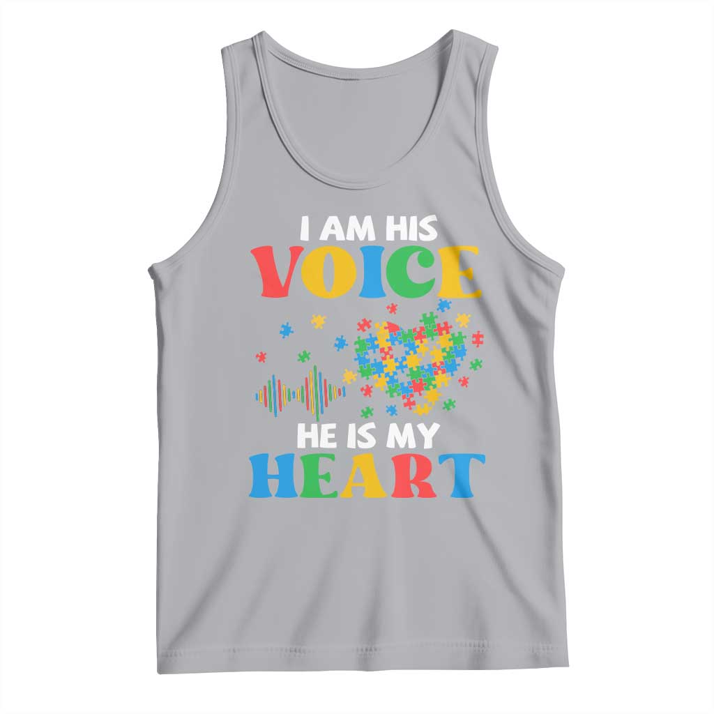 I Am His Voice He Is My Heart Tank Top Autism Awareness Puzzle Piece TS11 Athletic Heather Print Your Wear