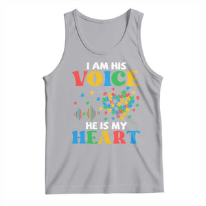 I Am His Voice He Is My Heart Tank Top Autism Awareness Puzzle Piece TS11 Athletic Heather Print Your Wear